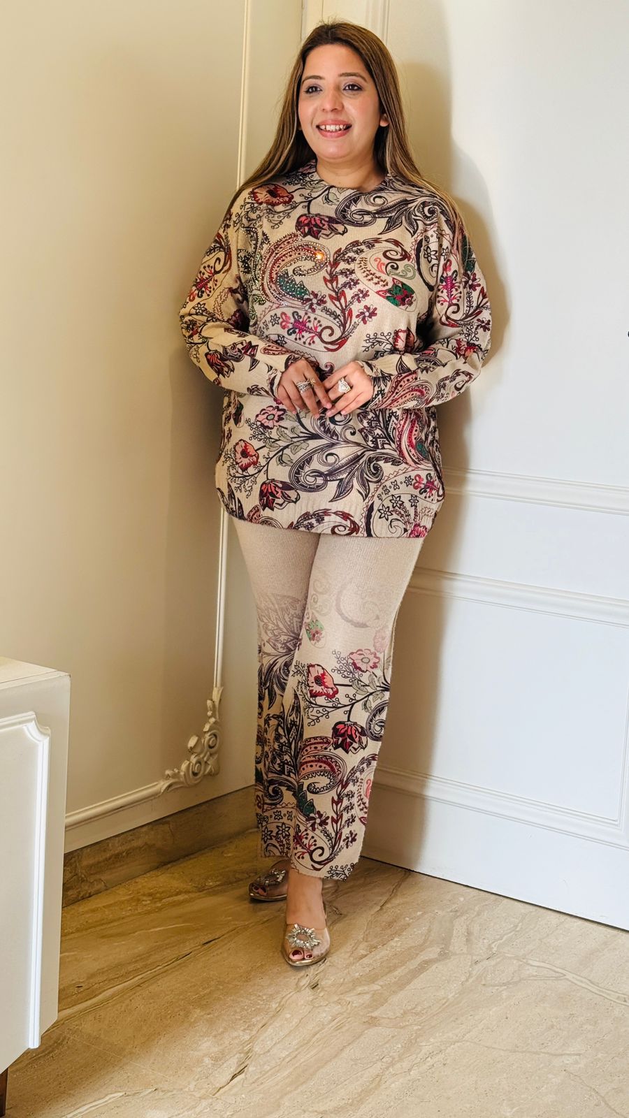 Red & Black Warm Pashmina Floral Print